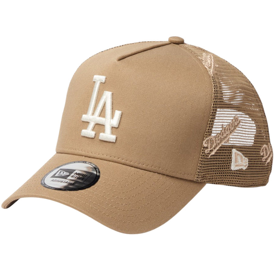 NEW ERA 9FORTY A-Frame トラッカー ドジャース カーキ 左斜め画像