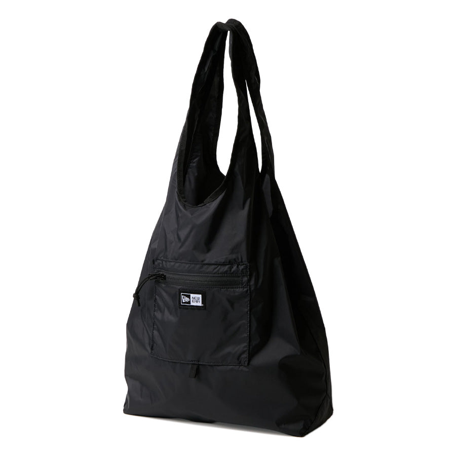 NEW ERA エコトートバッグ 22L パッカブル NEW NE LOGO ブラック 左斜め 中身入り 15121555