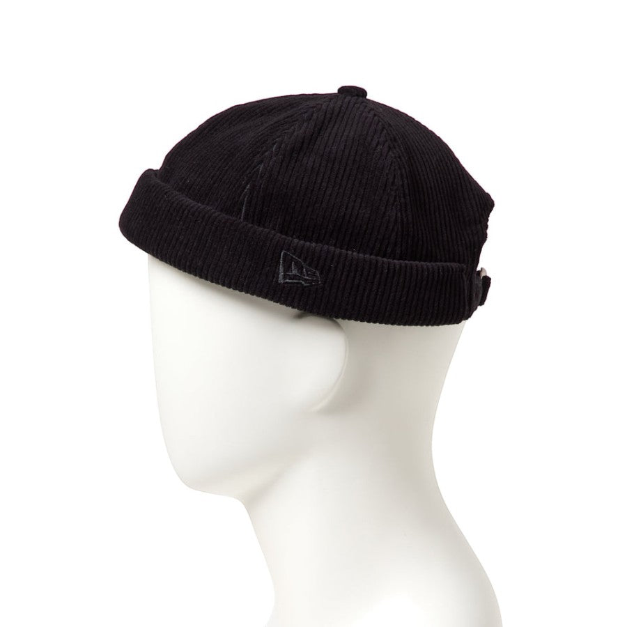 NEW ERA フィッシャーマンキャップ ベーシック Corduroy コーデュロイ ブラック マネキン着用 左向き NEフラッグロゴ刺繍 15136926