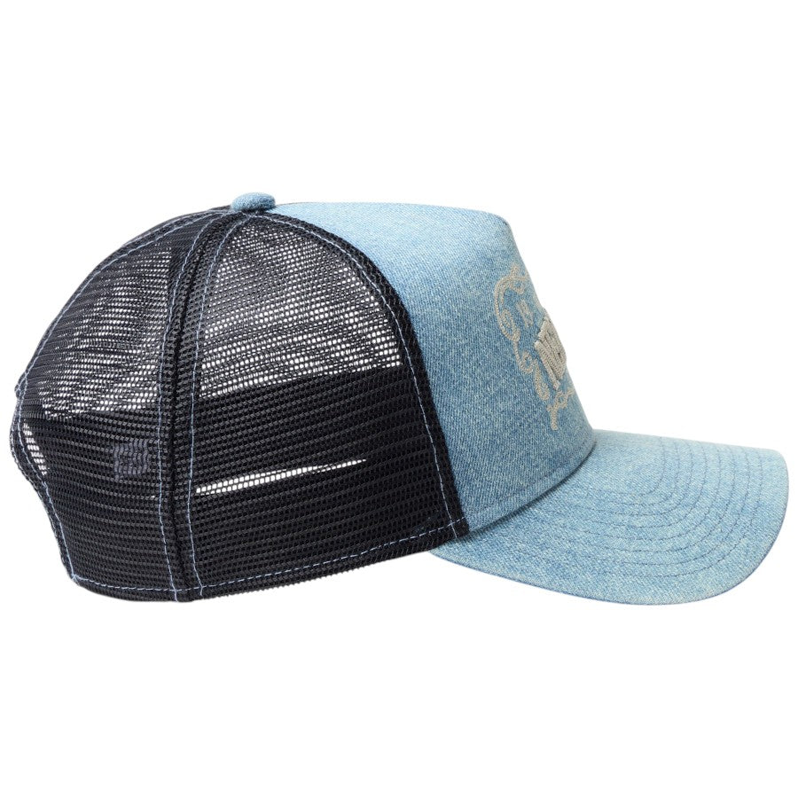 NEW ERA 9FORTY A-Frame トラッカー Frame Logo フレームロゴ ウォッシュドデニム 右側面