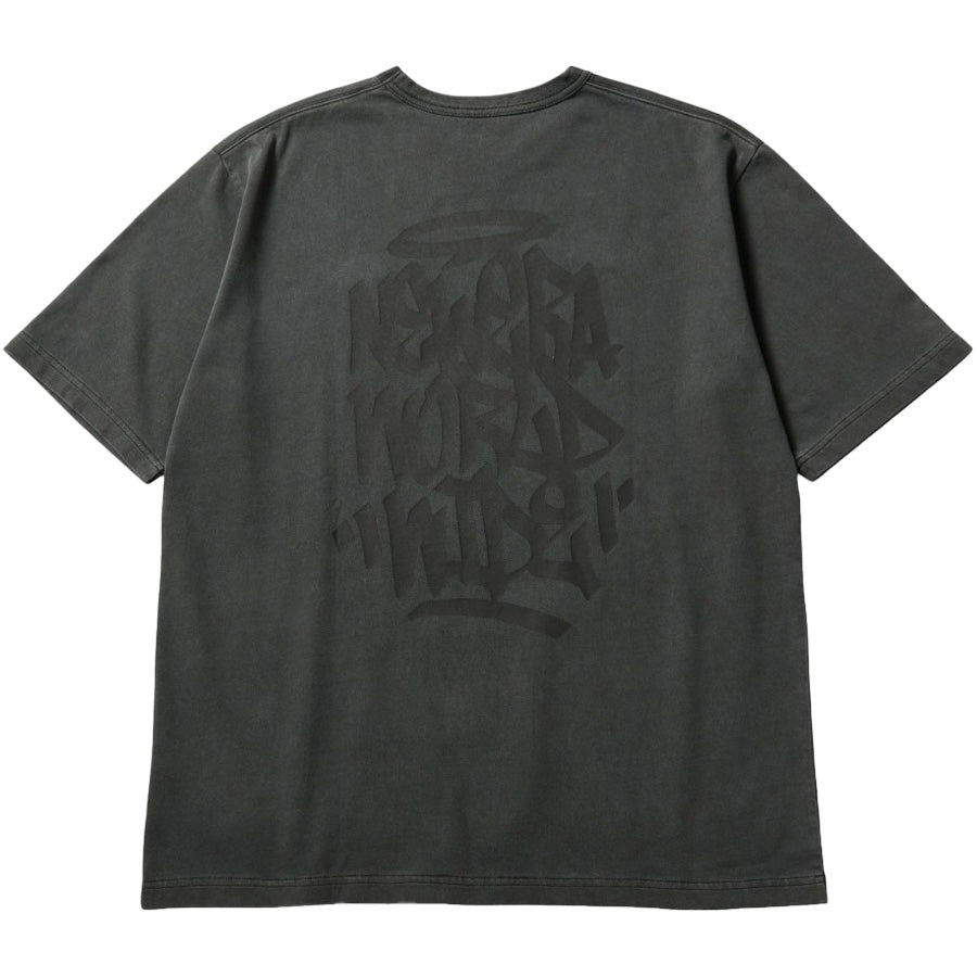 NEW ERA ガーメントダイ コットン Tシャツ Tagging チャコールグレー 背面