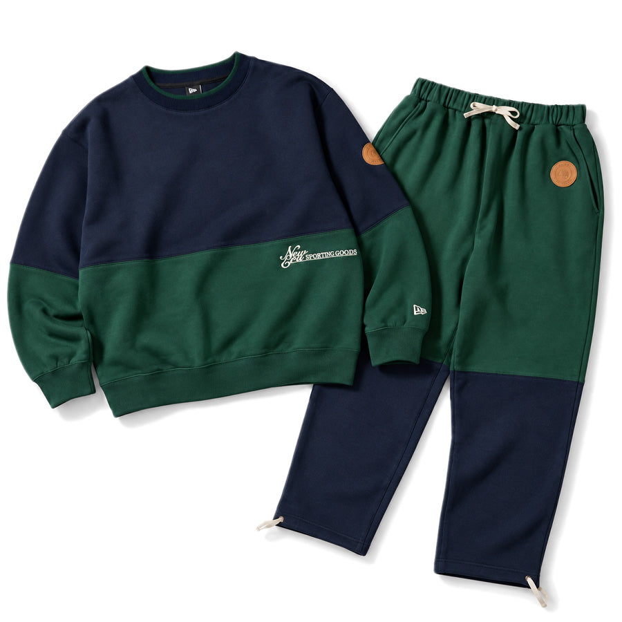NEW ERA ヘビーウェイト スウェットパンツ 2-Tone Direction Dog Patch グリーン/ネイビー セットアップ 平置き 15171734