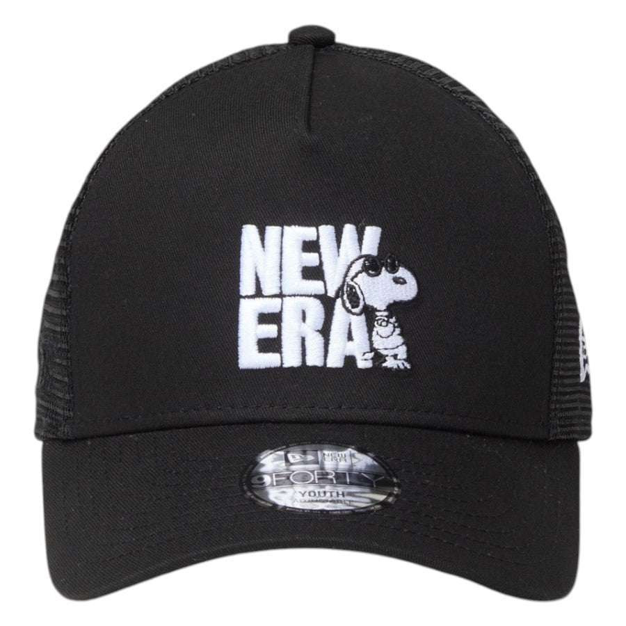 NEW ERA キッズ Youth 9FORTY A-Frame トラッカー JOE COOL ブラック 正面デザイン