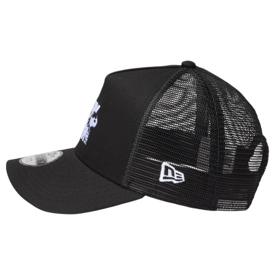 NEW ERA キッズ Youth 9FORTY A-Frame トラッカー JOE COOL ブラック 左向きNEフラッグロゴ刺繍