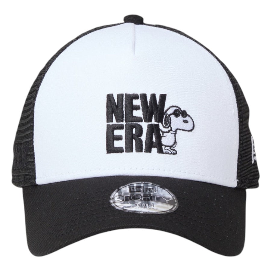 NEW ERA キッズ Youth 9FORTY A-Frame トラッカー JOE COOL ブラック/ホワイト 正面デザイン