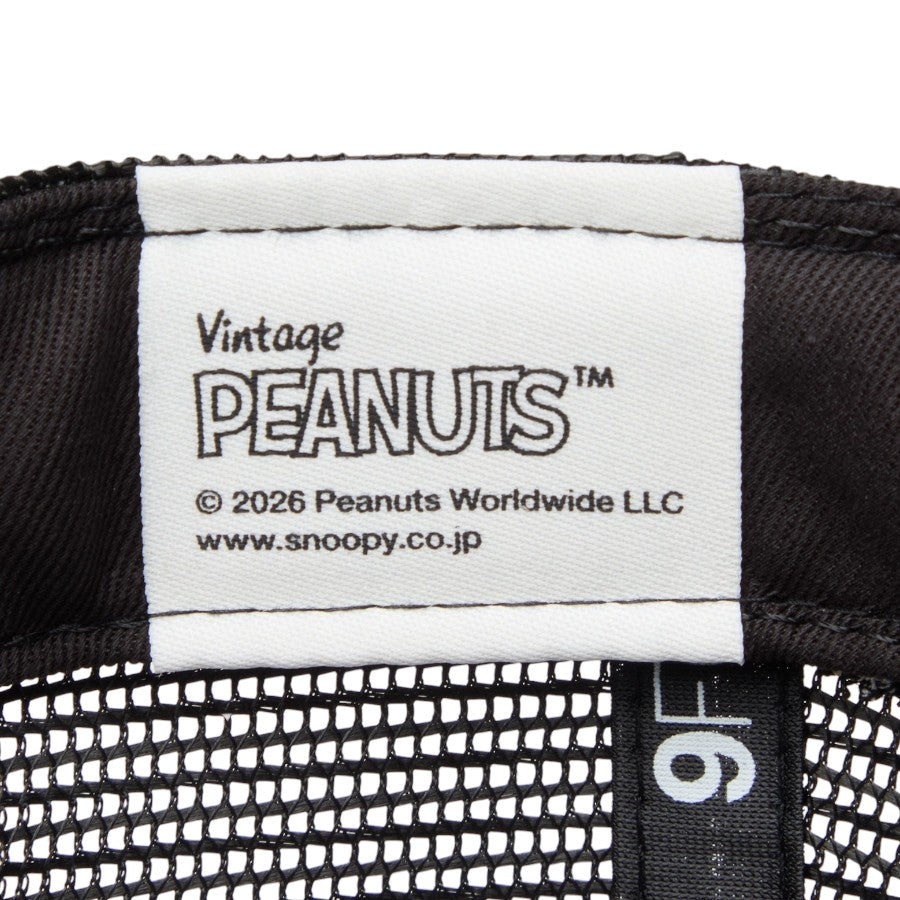 NEW ERA キッズ Youth 9FORTY A-Frame トラッカー Vintage PEANUTSタグ ブラック/ホワイト