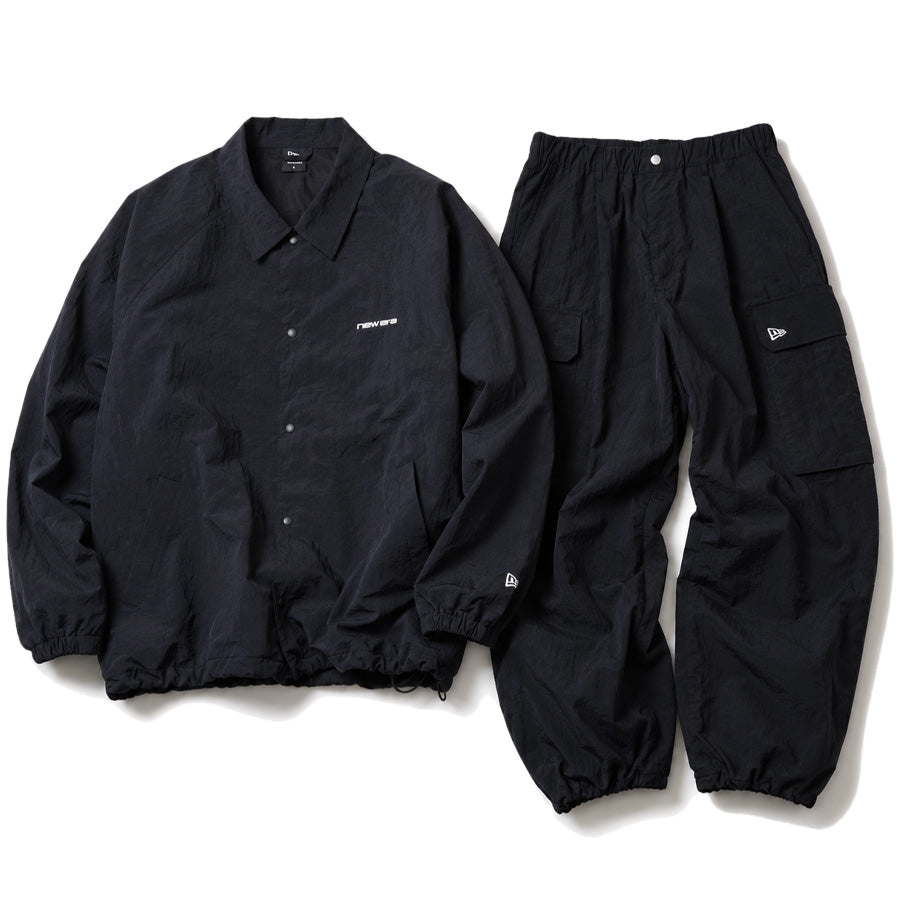 NEW ERA ナイロン カーブド カーゴパンツ ブラック コーチジャケット セットアップ 15129331