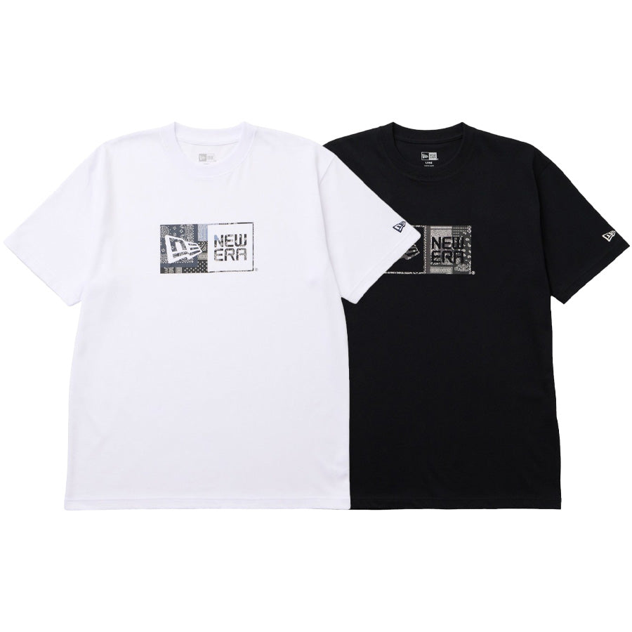 NEW ERA Oriental Paisley ボックスロゴ Tシャツ ホワイト ブラック 2カラー比較画像