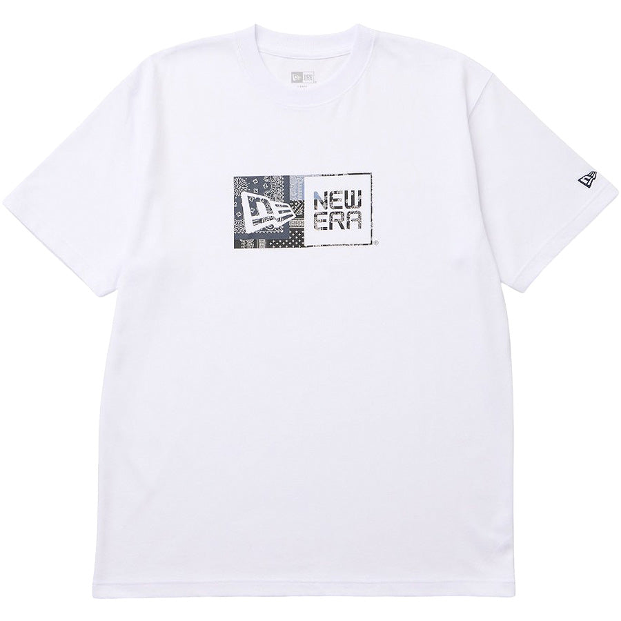 NEW ERA Oriental Paisley ボックスロゴ Tシャツ ホワイト 正面平置き