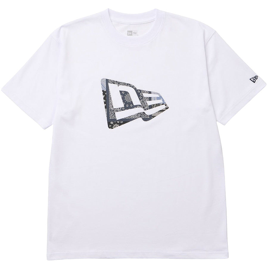 NEW ERA Oriental Paisley フラッグロゴ Tシャツ ホワイト 正面平置き