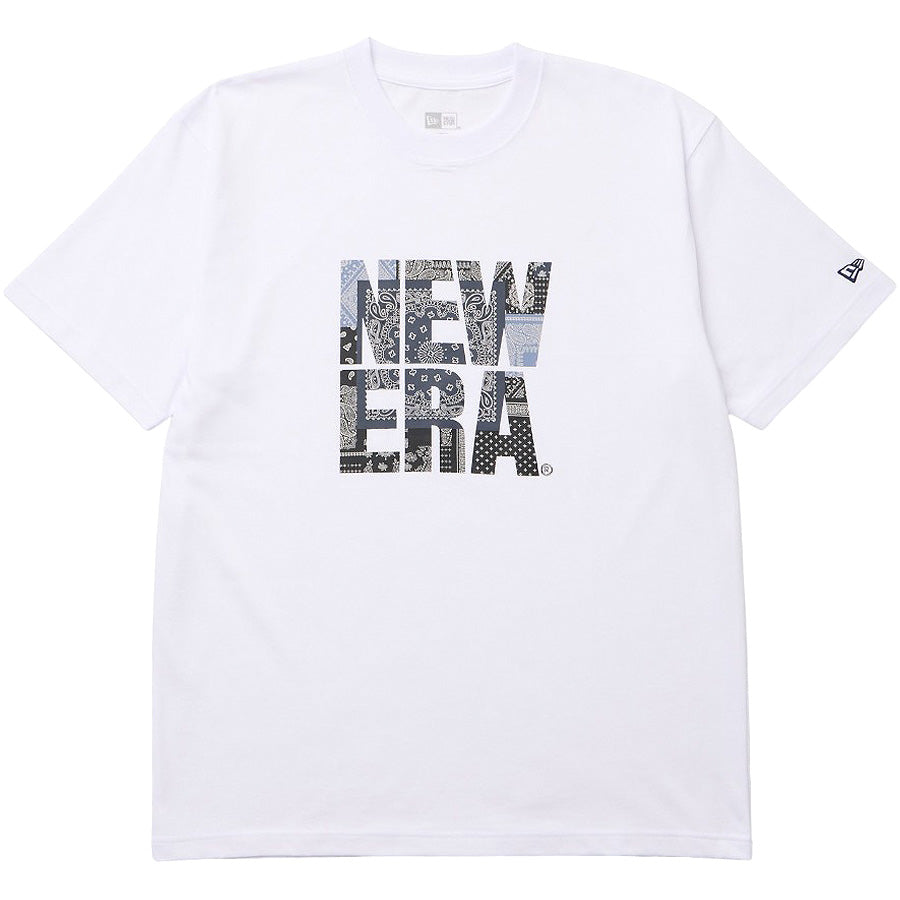 NEW ERA Oriental Paisley スクエアロゴ Tシャツ ホワイト 正面平置き
