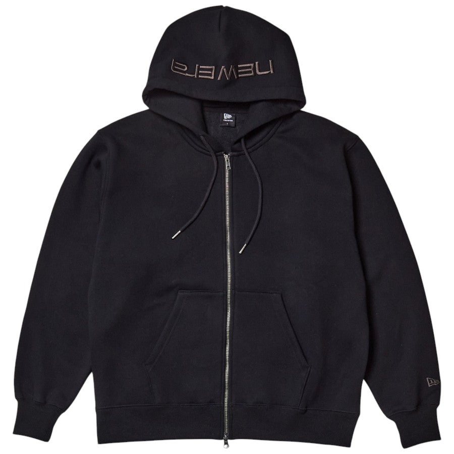 NEW ERA オーバーサイズド スウェット フルジップ フーディー ブラック 平置き 正面 15129322