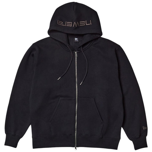 NEW ERA オーバーサイズド スウェット フルジップ フーディー ブラック 平置き 正面 15129322