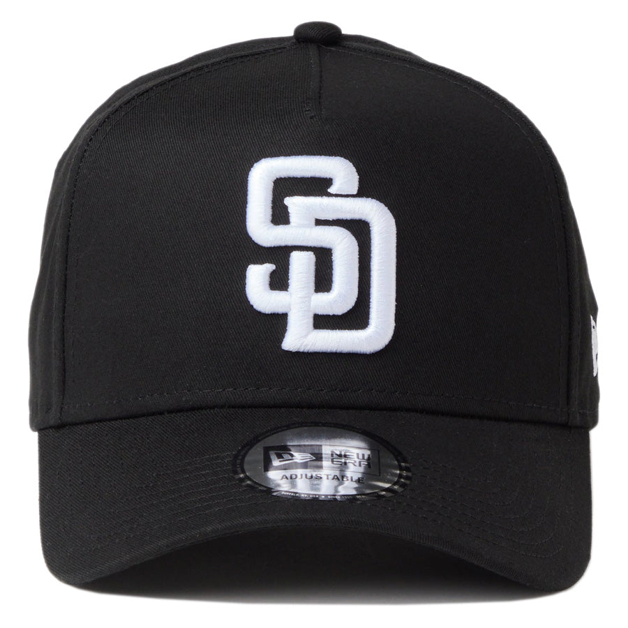 NEW ERA 9FORTY A-Frame サンディエゴ・パドレス ブラック ホワイト 正面
