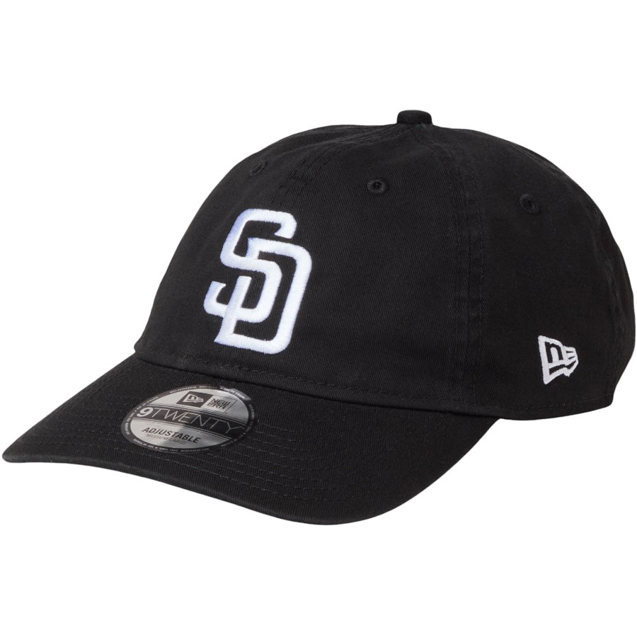 NEW ERA 9TWENTY ウォッシュドコットン サンディエゴ・パドレス ブラック ホワイト 左斜め