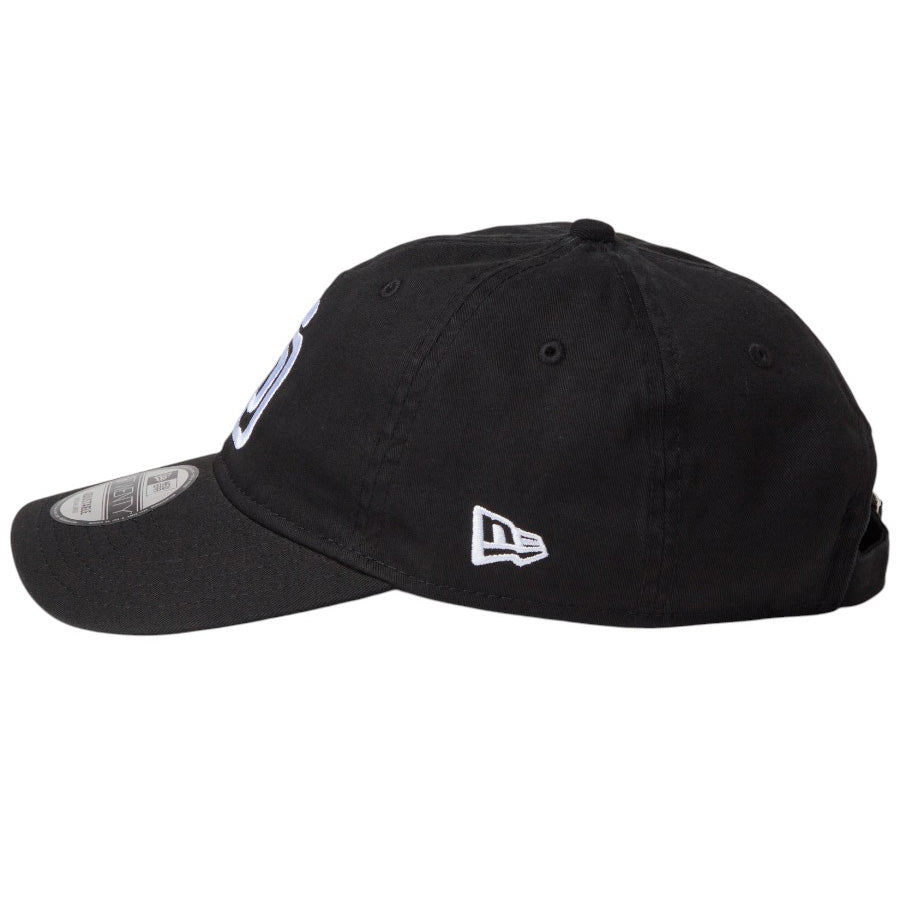 NEW ERA 9TWENTY ウォッシュドコットン サンディエゴ・パドレス ブラック ホワイト 左側面 NEフラッグロゴ刺繍