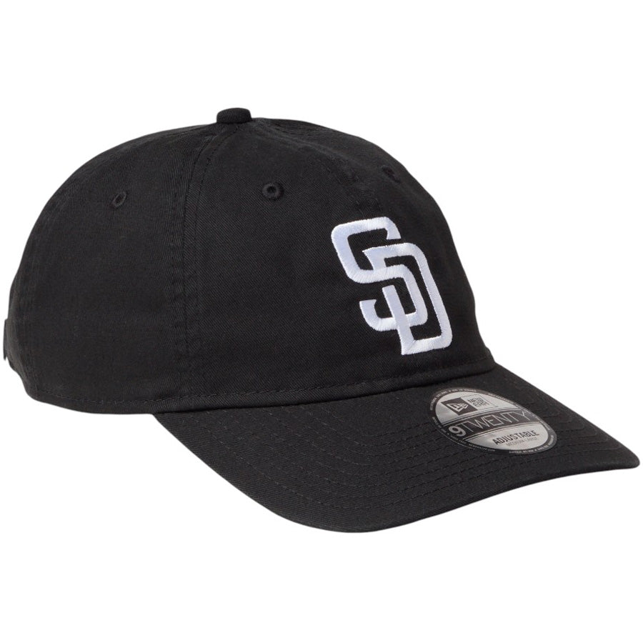 NEW ERA 9TWENTY ウォッシュドコットン サンディエゴ・パドレス ブラック ホワイト 右斜め