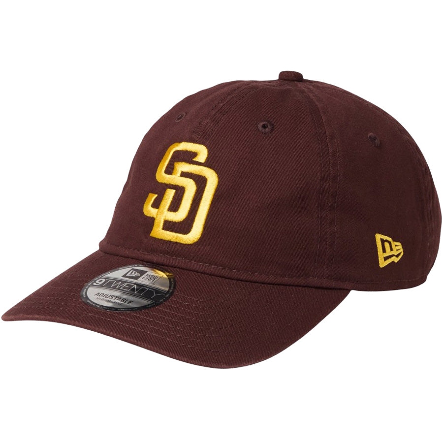 NEW ERA 9TWENTY ウォッシュドコットン サンディエゴ・パドレス バーントウッド マニラ 左斜め