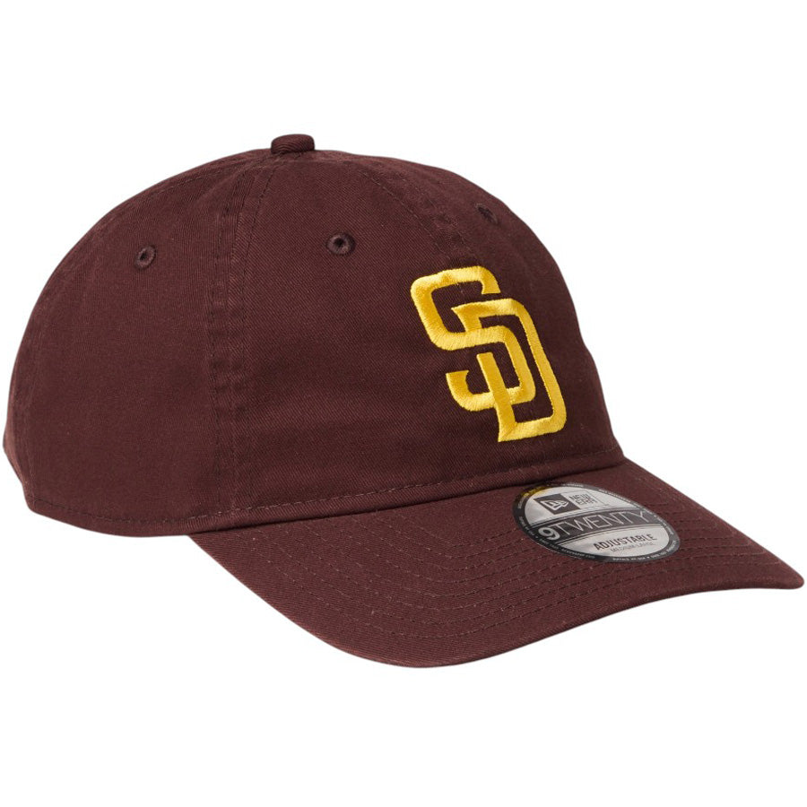NEW ERA 9TWENTY ウォッシュドコットン サンディエゴ・パドレス バーントウッド マニラ 右斜め