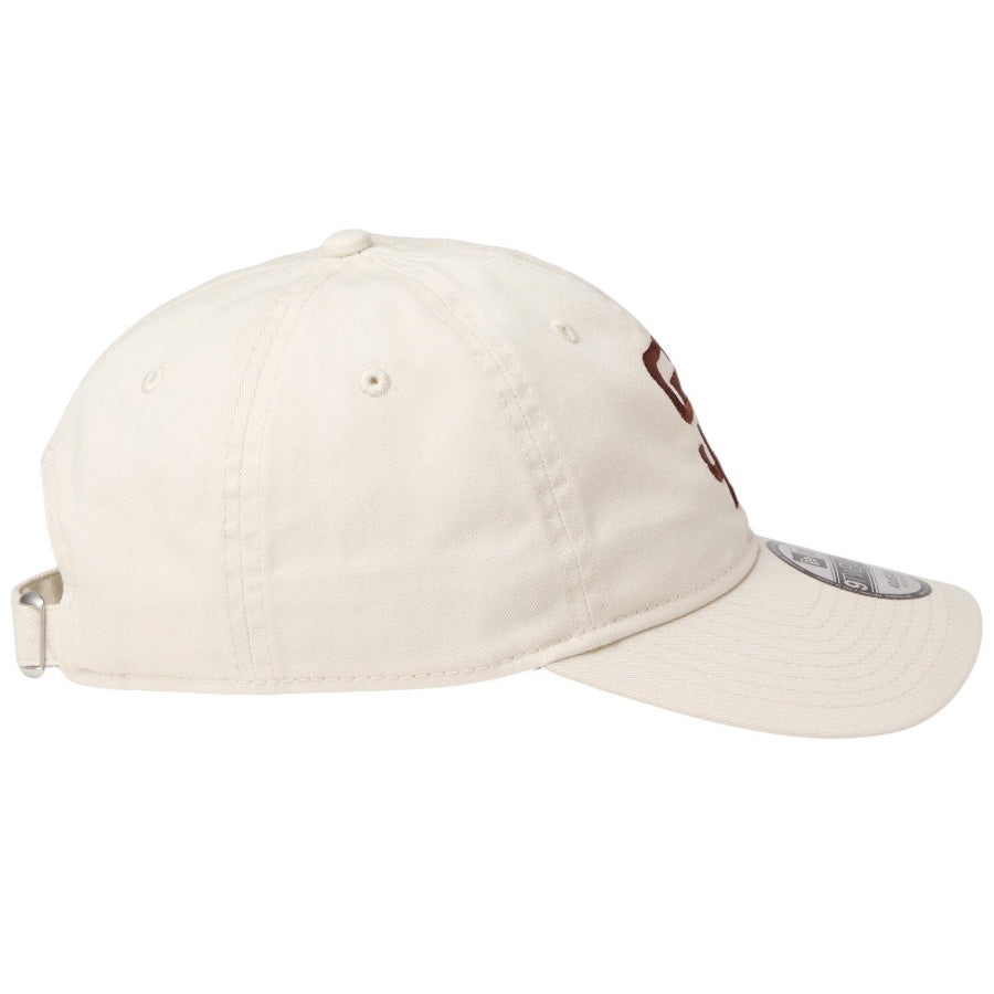NEW ERA 9TWENTY ウォッシュドコットン サンディエゴ・パドレス アイボリー ブラウン 右側面