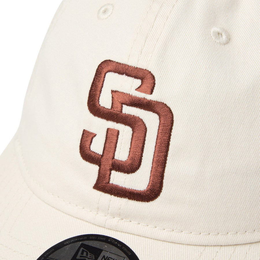 NEW ERA 9TWENTY ウォッシュドコットン サンディエゴ・パドレス アイボリー ブラウン フロントロゴ刺繍