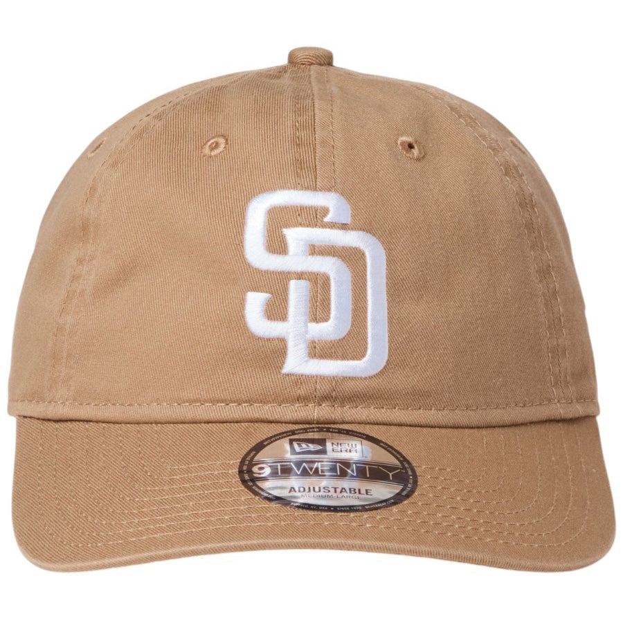 NEW ERA 9TWENTY ウォッシュドコットン サンディエゴ・パドレス カーキ ホワイト 正面