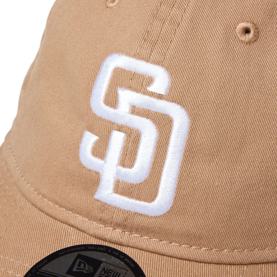NEW ERA 9TWENTY ウォッシュドコットン サンディエゴ・パドレス カーキ ホワイト フロントロゴ刺繍