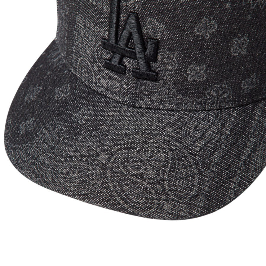 NEW ERA PC 59FIFTY Laser Burn Out Denim ドジャース ブラックデニム バイザー柄詳細 15136906