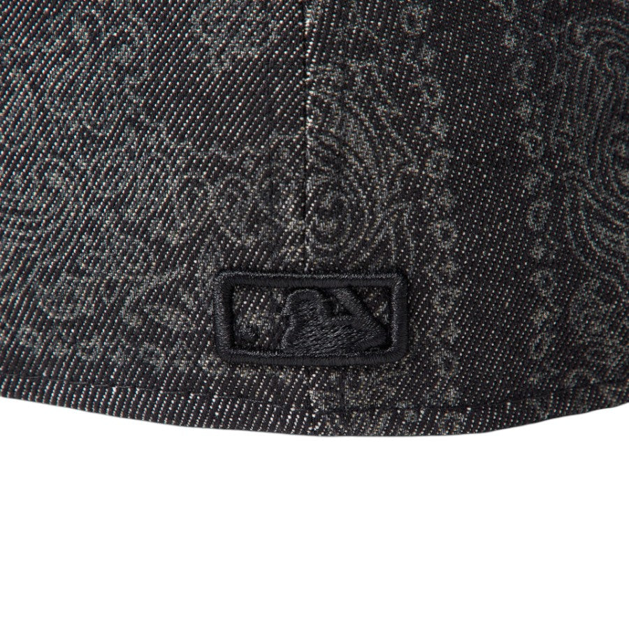 NEW ERA PC 59FIFTY Laser Burn Out Denim ドジャース ブラックデニム バッターマンロゴ刺繍詳細 15136906