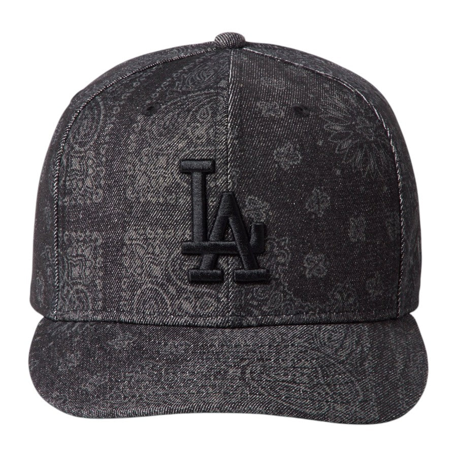 NEW ERA PC 59FIFTY Laser Burn Out Denim ドジャース ブラックデニム 正面 15136906