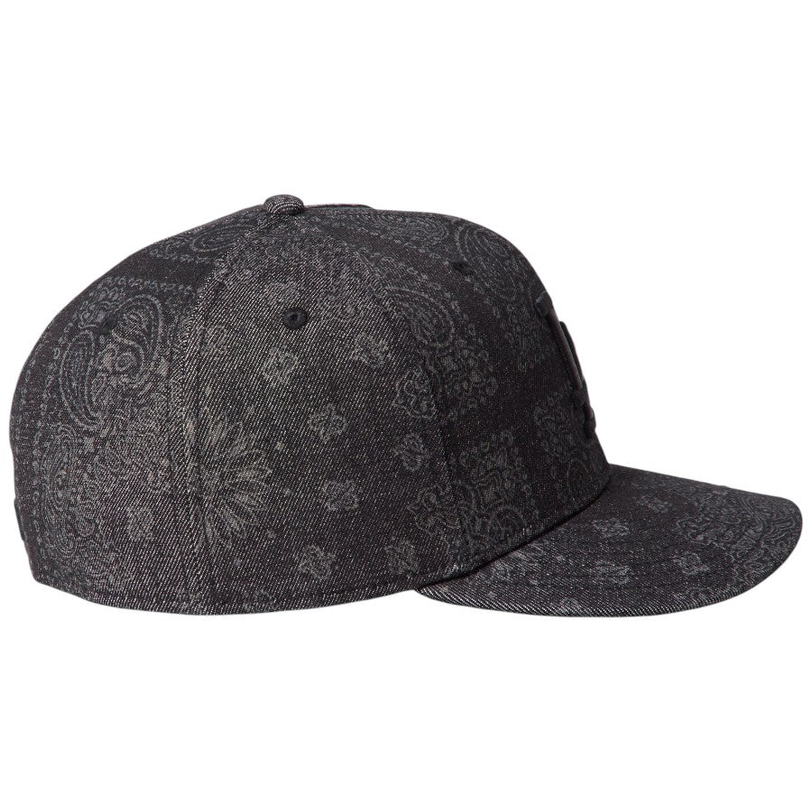 NEW ERA PC 59FIFTY Laser Burn Out Denim ドジャース ブラックデニム 右向き 15136906