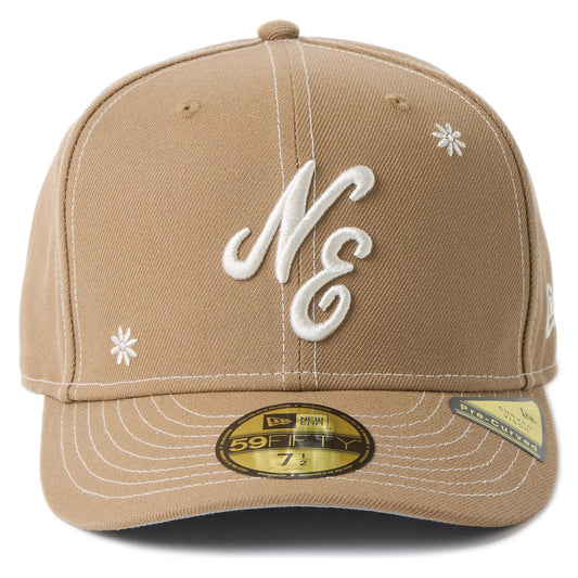 NEW ERA PC59FIFTY キャップ カーキ 花柄刺繍 正面