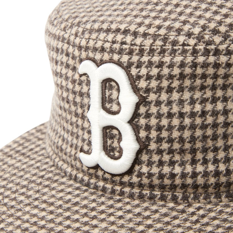 NEW ERA Pillbox ピルボックス ガンクラブチェック ボストン・レッドソックス キャップ ブラウン フロントロゴ刺繍詳細 15136895
