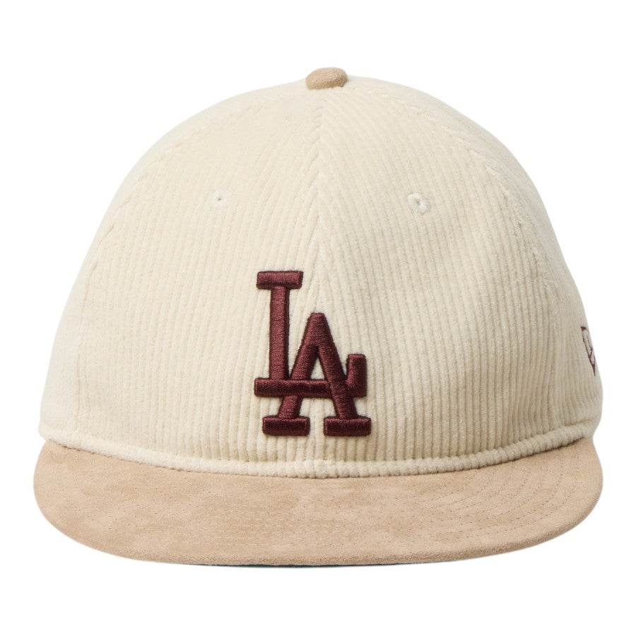 NEW ERA RC 9FIFTY コーデュロイ ロサンゼルス・ドジャース キャップ アイボリー/ベージュ 正面 15136889