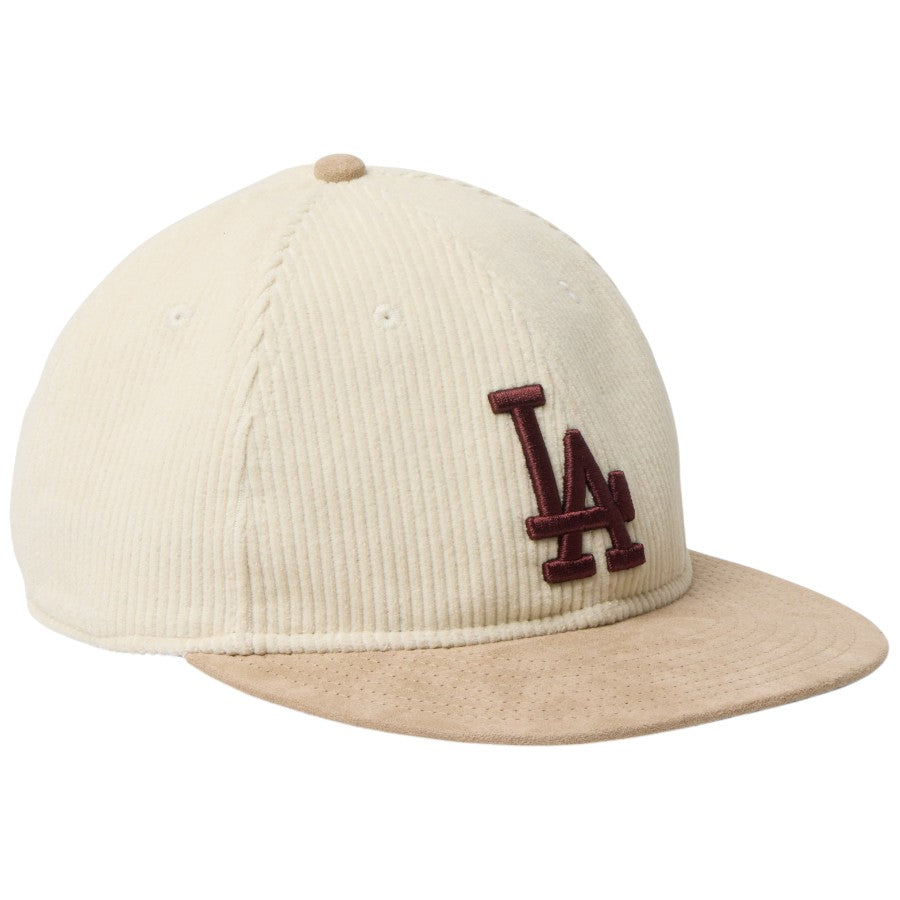 NEW ERA RC 9FIFTY コーデュロイ ロサンゼルス・ドジャース キャップ アイボリー/ベージュ 右斜め向き 15136889