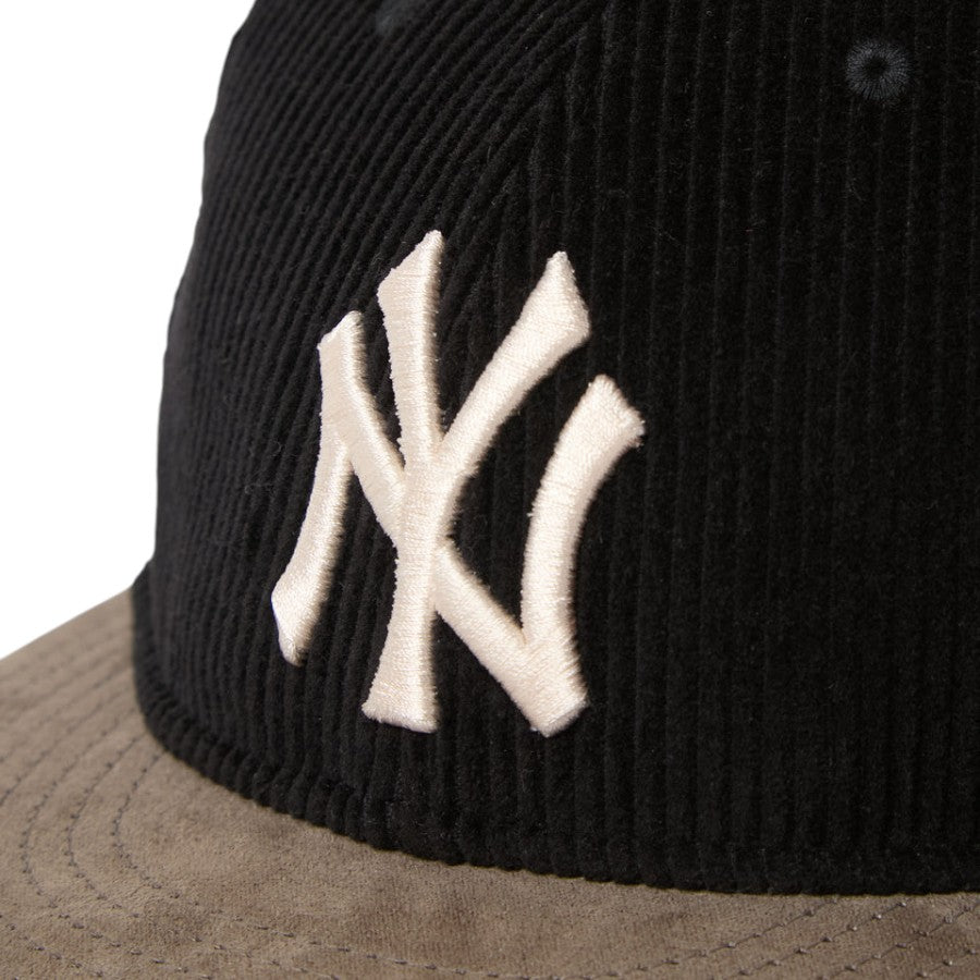 NEW ERA RC 9FIFTY コーデュロイ ニューヨーク・ヤンキース キャップ ブラック/グレー フロントロゴ刺繍詳細 15136888