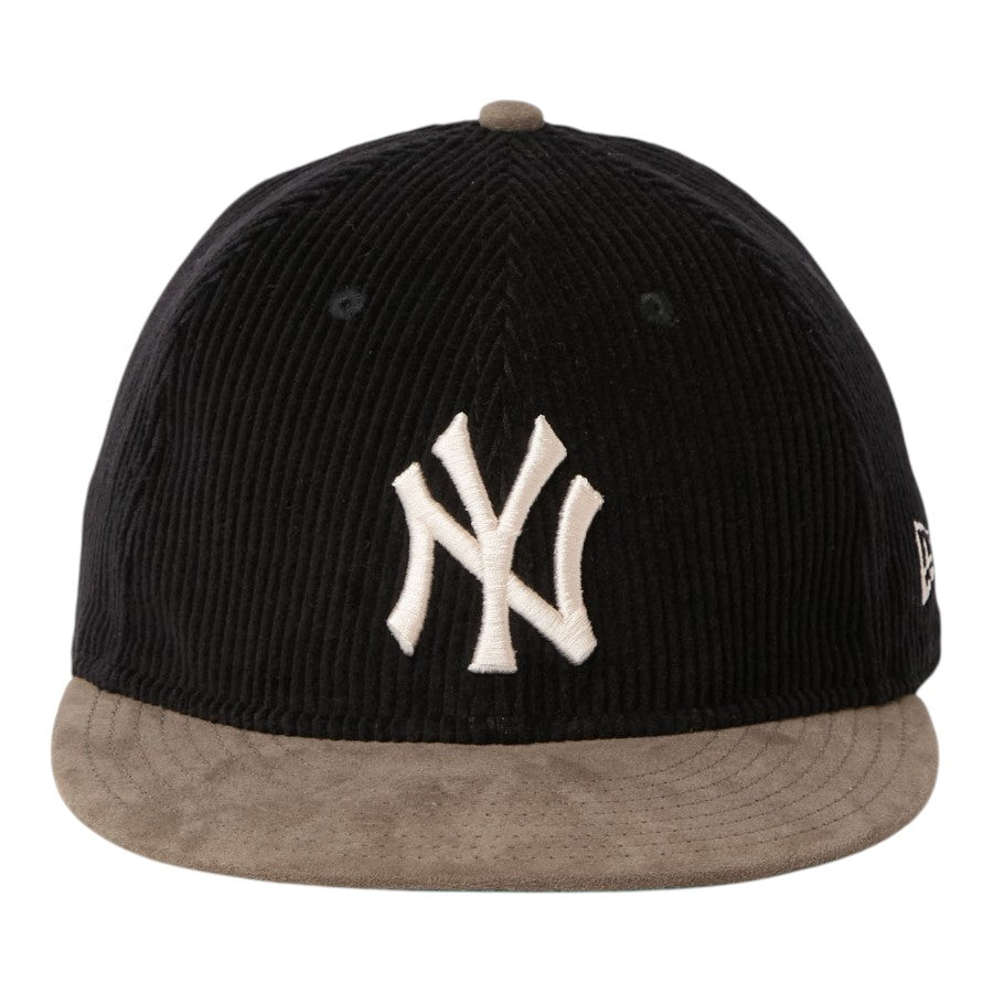 NEW ERA RC 9FIFTY コーデュロイ ニューヨーク・ヤンキース キャップ ブラック/グレー 正面 15136888