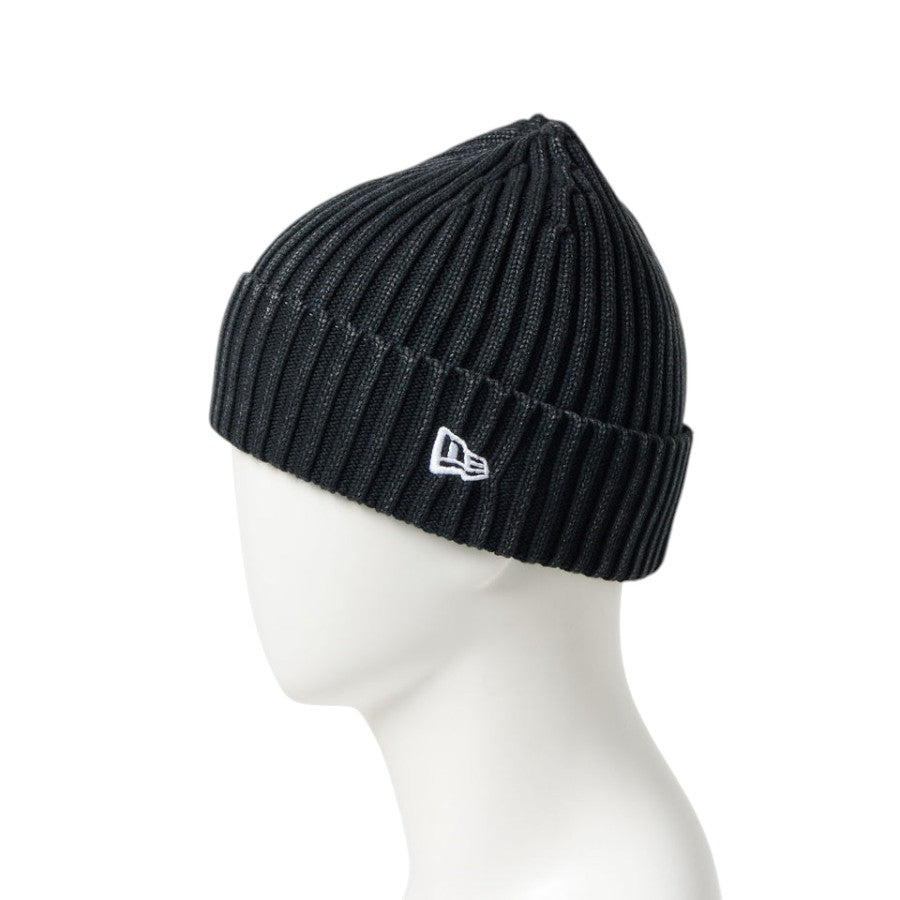 NEW ERA リブ カフニット Italian Wash イタリアンウォッシュ ニットキャップ ブラック マネキン着用 左向き フラッグロゴ刺繍 15119613