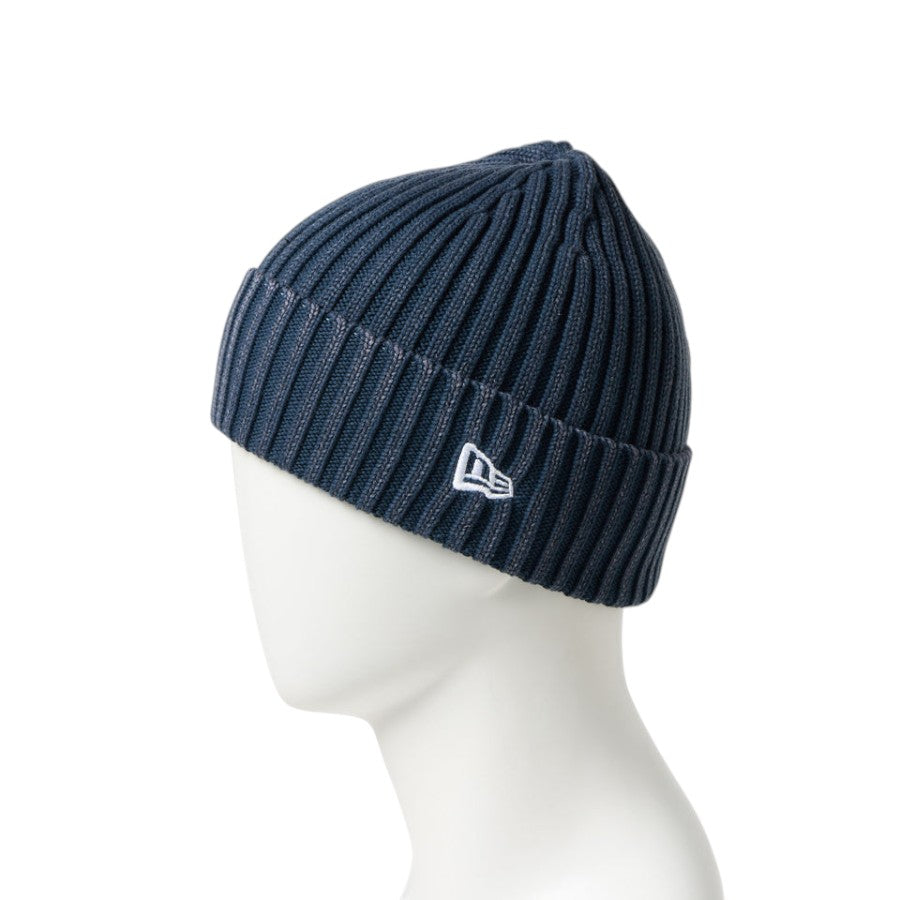 NEW ERA リブ カフニット Italian Wash イタリアンウォッシュ ニットキャップ ネイビー マネキン着用 左向き フラッグロゴ刺繍 15119612