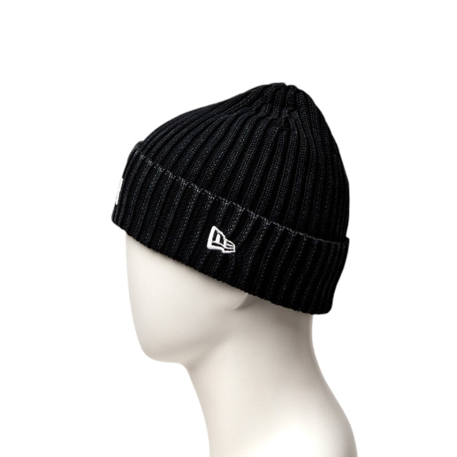 NEW ERA リブ カフニット MLB Italian Wash ロサンゼルス・ドジャース ニットキャップ ブラック マネキン着用 左向き NEフラッグロゴ刺繍 15119610