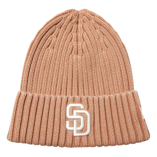 NEW ERA リブ カフニット MLB Italian Wash サンディエゴ・パドレス ニットキャップ ベージュ 正面 15119607