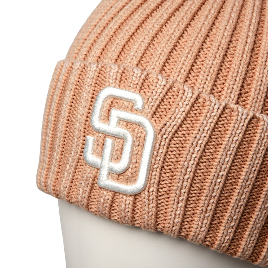 NEW ERA リブ カフニット MLB Italian Wash サンディエゴ・パドレス ニットキャップ ベージュ ロゴ刺繍詳細 15119607