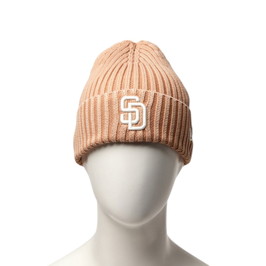NEW ERA リブ カフニット MLB Italian Wash サンディエゴ・パドレス ニットキャップ ベージュ マネキン着用 正面 15119607