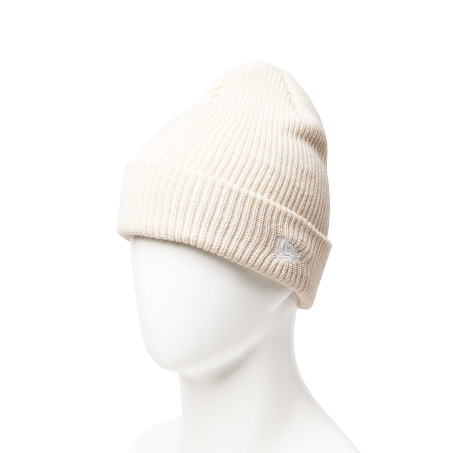 NEW ERA ソフト カフニット ベーシック ニットキャップ オフホワイト マネキン着用 左斜め 15119596
