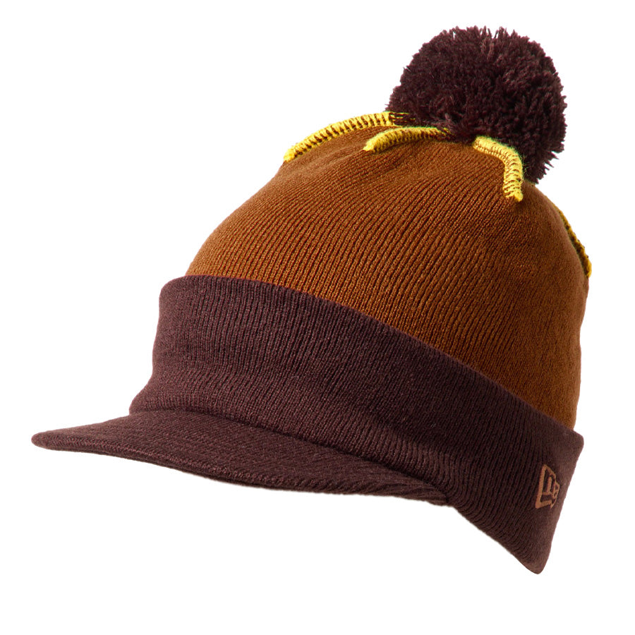 NEW ERA バイザーニット ポンポン Powered by GORO MIN-NANO ライトブロンズ/バーントウッド 左斜め 15175394