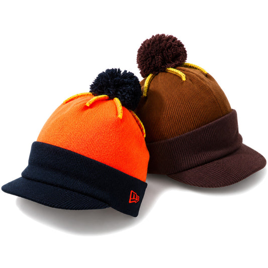 NEW ERA バイザーニット ポンポン Powered by GORO MIN-NANO ネオンオレンジ/ネイビー ライトブロンズ/バーントウッド 2カラー 15175393 15175394