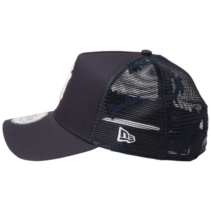 NEW ERA 9FORTY A-Frame トラッカー ヤンキース ネイビー NEフラッグロゴ刺繍