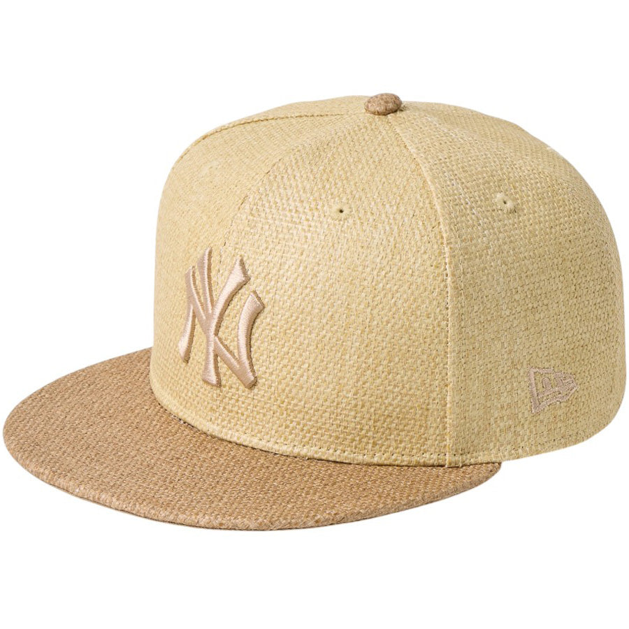 NEW ERA 59FIFTY ニューヨーク・ヤンキース Paper Straw ナチュラル カーキ キャップ