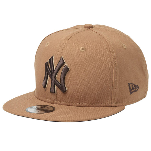 NEW ERA（ニューエラ）キッズ Youth 9FIFTY MLB Duck Canvas ニューヨーク・ヤンキース ライトブロンズ 左斜め