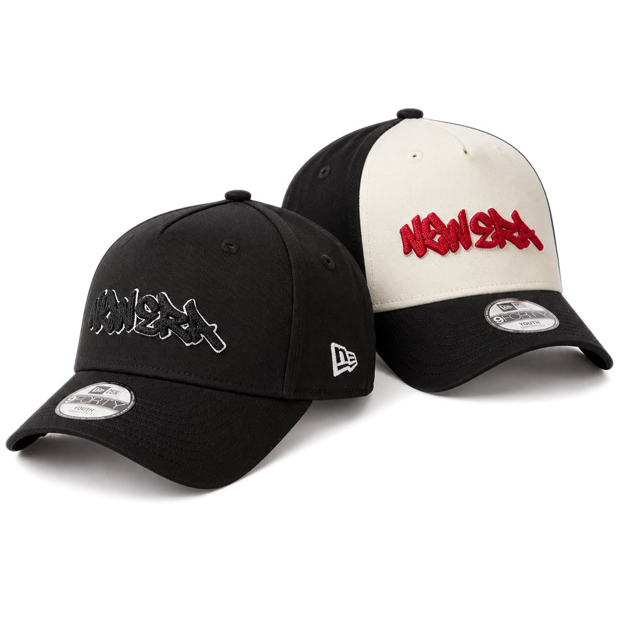 NEW ERA Youth 9FORTY A-Frame Tagging Logo キッズ キャップ ブラック クローム/ブラック 2カラー 15124984 15124983